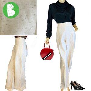 CHELSEA & WALKER CREAM W/BLACK SPECKLES WIDE HIGH WAIST LEG TROUSERS (4)